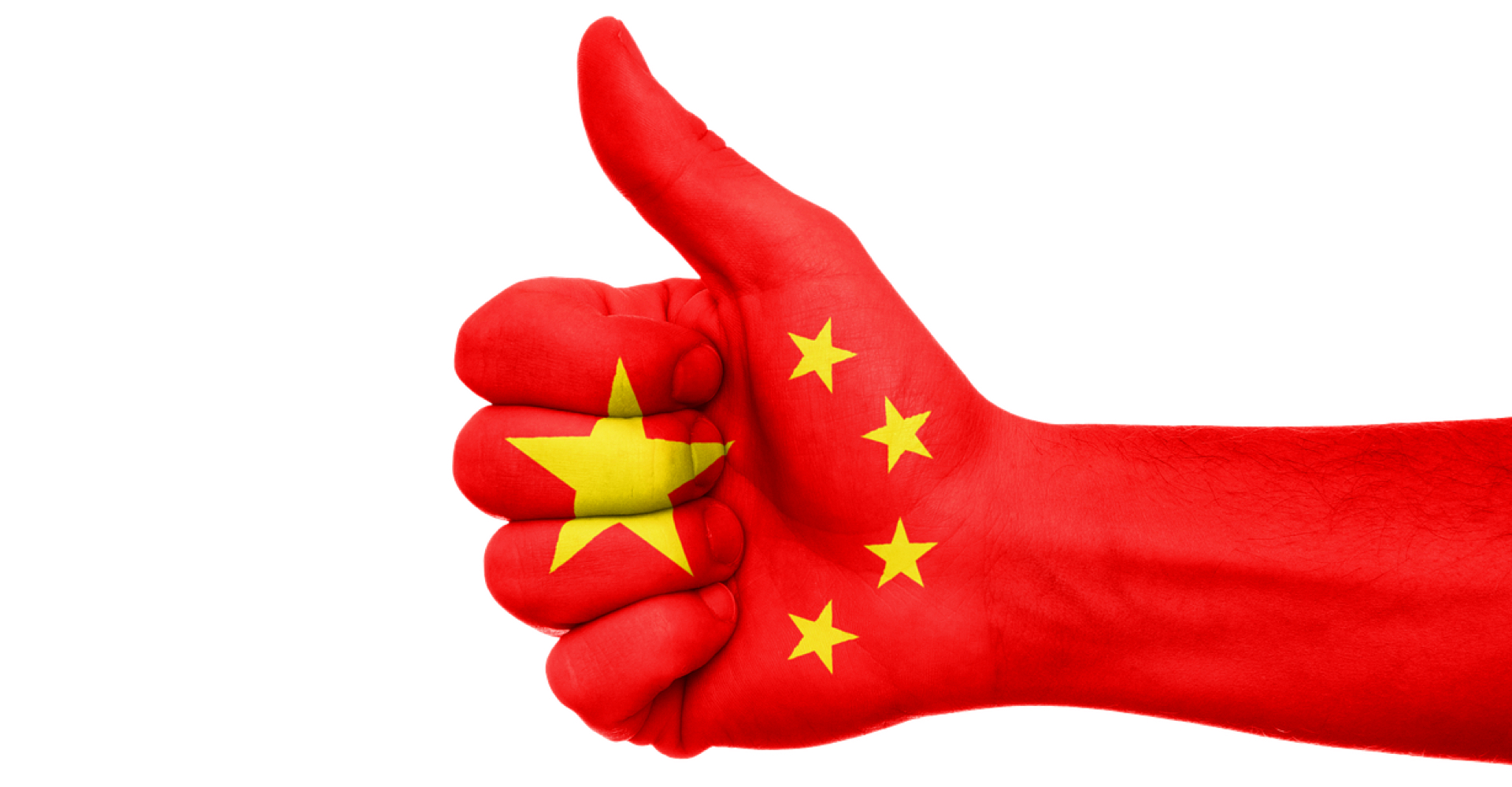 Gesto de la mano de la bandera de China con los pulgares y las manos.