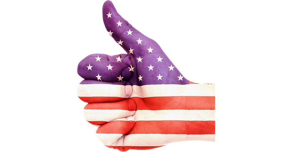 El gesto del pulgar de la bandera de EE.UU.